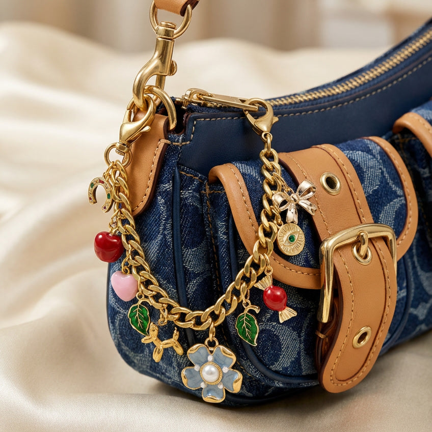 Custom bag chain, coach bag chain charm bar nyc, charm bag chain, bag extender, design your own bag charm nyc charm bar